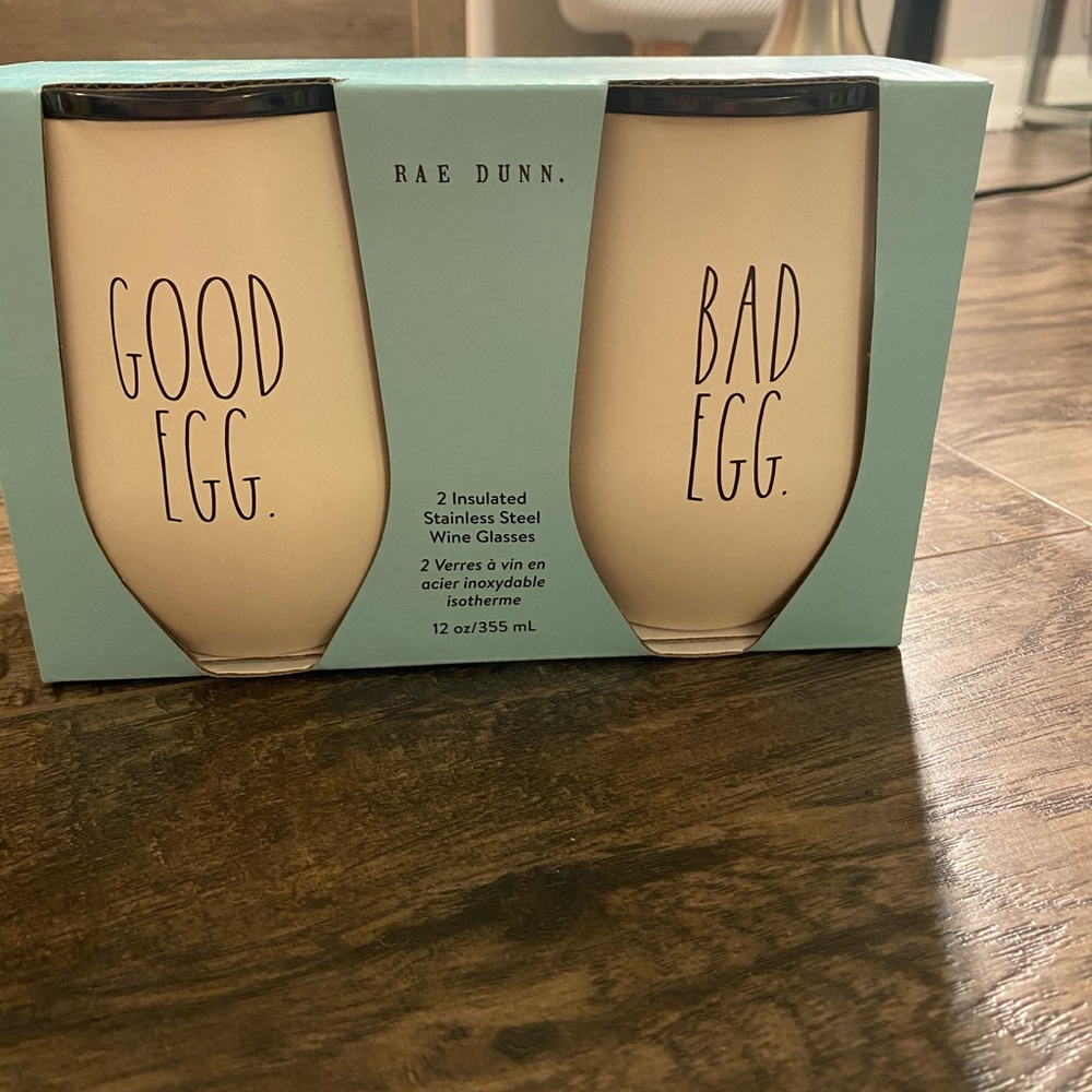 Rae Dunn pair of insulated Easter wine glasses